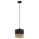 TK LIGHTING SUSPENSION PAGLIA NOIRE/ROTIN À UNE LAMPE 20 CM