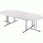TABLE PLIANTE DEMI ROND CHROMELINE 140 BLANC PIED CHROMÉ