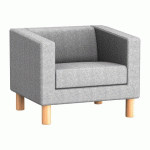 FAUTEUIL ODEL - TISSU GRIS CHINÉ, PIEDS BOIS