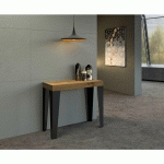 CONSOLE EXTENSIBLE 90X40/196 CM FLAME SMALL CHÊNE PREMIUM NATURE STRUCTURE ANTHRACITE