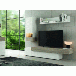 MEUBLE TV - 4 MODULES - AURA.2 - 200CM - BLANC ET ORGANIC RAMIS