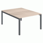 PÔLE 2 BUREAUX DROITS ARKO L 120 X P 168 CM PLATEAUX CHÊNE CLAIR PIÈTEMENT MÉTAL ANTHRACITE