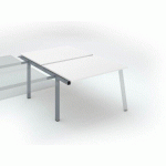 PÔLE DE 2 BUREAUX ECLA BLANC L 120 X P 80 CM PIÈTEMENT MÉTAL ALUMINIUM- ÉLÉMENT SUIVANT