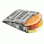 SAC D'ALUMINIUM + PAPIER POUR BURGER PAROLE 52 G/M² 14+7X22 CM ARGENTÉ (VENDU PAR 500)