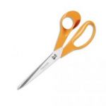 FISKARS CISEAU AVEC LAME TITANE ET REVÊTEMENT NON COLLANT, LONGUEUR 21CM, POUR DROITIER BLANC/ORANGE