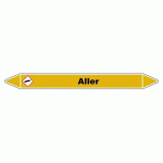 LOT DE 3 - MARQUEUR DE TUYAUTERIE - ALLER - JAUNE - NFX 08-105 - VINYLE LAMINÉ 250 X 26 MM