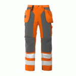 PROJOB 6506 PANTALON POLYCOTON - EN ISO 20471 CLASSE 2 ORANGE/GRIS - TAILLE 44
