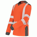 T-SHIRT MANCHES LONGUES FLUO SAFE XP HV ORANGE/BLEU MARINE T2/M - CEPOVETT - 22-9T85-404-2/M