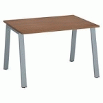 BUREAU DROIT INDIVIDUEL NOYER 120 X 80 CM, PIÉTEMENT MÉTAL ALUMINIUM - ARCH