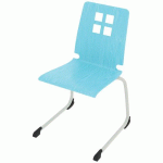 CHAISE COQUE DAMIER PIÈTEMENT LUGE ACIER - BLEU LAGON/BLANC