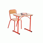 TABLE FIXE ATLAS II 180X50 CM CHANTS PLAQUÉS, T4, PLATEAU BEIGE, PIÈTEMENT JAUNE - MANUTAN COLLECTIVITÉS