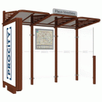 ABRI BUS CONVIVIALE 3 M CAISSON BARDAGE DROIT ASPECT CORTEN - PROCITY