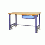ETABLI MOBILE 1 TIROIR L = 1500 MM BLEU PIGEON/ BLEU CLAIR - MANUTAN COLLECTIVITÉS