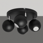 HELAM PLAFONNIER AVEC SPOTS MIDNIGHT NOIR, ROND À QUATRE LAMPES