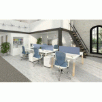 PÔLE DE 2 BUREAUX ECLA BLANC L 120 X P 80 CM PIEDS MÉTAL FINITION BOIS