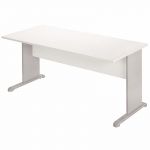 BUREAU DROIT PRONTO TENDANCE - L. 160 X P. 80 CM - PLATEAU BLANC - PIEDS L ALUMINIUM
