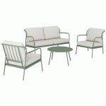 ENSEMBLE NOA II : 1 TABLE BASSE 1 CANAPÉ 2 FAUT GRIS/VERT - PROLOISIRS