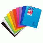 LOT DE 5 - CAHIER RELIURE INTÉGRALE ENVELOPPANTE KOVERBOOK A4+ 160 PAGES GRANDS CARREAUX DÉTACHABLES PERFORÉ 4 TROUS COUVERTURE POLYPROPYLÈNE TRANSPARENT - ASSORTIS