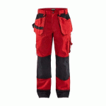 PANTALON DE TRAVAIL ARTISAN BICOLORE POCHES FLOTTANTES ROUGE/NOIR D116 - BLAKLADER