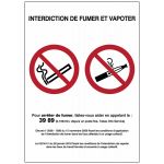 AFFICHAGE RÉGLEMENTAIRE INTERDICTION DE FUMER / VAPOTER