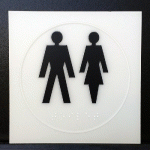 PANNEAU HOMME + FEMME - RELIEF ET BRAILLE - BLANC