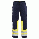 PANTALON DE TRAVAIL MULTINORMES MARINE/JAUNE FLUORESCENT TAILLE 54 - BLAKLADER