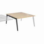 PÔLE DE 2 BUREAUX SUIVANT EDEN ARCHE + GOULOTTE CHÊNE CLAIR L 140 CM CARBONE