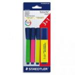 STAEDTLER - BLISTER DE 3+1 SURLIGNEURS TEXTSURFER - 2 JAUNE, 1 ROSE, 1 VERT