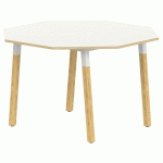 TABLE 4 PIEDS MÉTAL/BOIS OCTO Ø120 T6 STRAT ABS BLANC/ALU