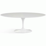 TABLE TULIPE OVALE BLANC MAT ET PIED BLANC BRILLANT 160 CM