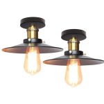 2 PCS VINTAGE INDUSTRIEL E27 LAMPE DE PLAFOND CHAMBRE SALON CUISINE PLAFONNIER CRÉATIF 300MM - NOIR