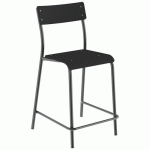 CHAISE DE BAR ANDRÉ H60 ASS/DOS NOIR ÉBÈNE PIÈT. TRANSPARENT - MOBIDECOR