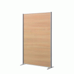 CLOISON DE SÉPARATION PLEINE B-ZEN - L 122 X H 180 CM - BOIS ANTIBACTÉRIEN HÊTRE - PIED FIXE COULEUR ALUMINIUM