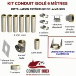 KIT CONDUIT ISOLE EN EXTERIEUR - 6 MÈTRES 180 - INOX