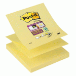 LOT DE 12 - Z-NOTES REPOSITIONNABLES SUPER STICKY POST-IT 76 X 76 MM JAUNE - BLOC DE 90 FEUILLES