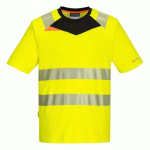 LOT DE 2 - PORTWEST DX413 DX4 TEE-SHIRT HAUTE VISIBILITÉ S/S JAUNE/NOIR - TAILLE 4XL