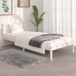 LIT ADULTE CONTEMPORAIN CADRE DE LIT BOIS DE PIN MASSIF 90X190 CM BLANC SIMPLE 20501