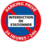 PANNEAU INTERDICTION DE STATIONNER, PANNEAU DE SIGNALISATION TAILLE STANDARD 250 MM. PANNEAU PARKING, INFORMATION. ADHÉSIF, PVC, ALU - PARKING PRIVÉ