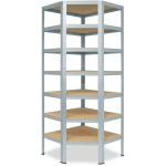 SHELFPLAZA - HOME 230X80X50 CM ÉTAGÈRE D'ANGLE GALVANISÉ / ETAGERE ANGLE EN METAL 7 NIVEAUX / ETAGÈRES D'ANGLE AVEC CAPACITÉ CHARGE 125KG PAR NIVEAU