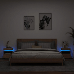 ARMOIRES DE CHEVET AVEC LUMIÈRES LED 2 PCS CHÊNE SONOMA