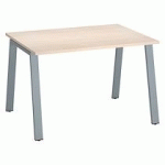 BUREAU DROIT INDIVIDUEL CHÊNE CLAIR 120 X 80 CM, PIÉTEMENT MÉTAL ALUMINIUM - ARCH