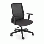 CHAISE DE BUREAU ERGONOMIQUE COCO TISSU ET MAILLE, AVEC ACCOUDOIRS 3D, MÉCANISME SYNCHRONE, PIEDS NOIRS - GRIS