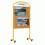 PRÉSENTOIR CADRE MÉTAL PANNEAU LIÈGE SUR ROULETTES COLORIS GRIS ALU RAL 9006 - MANUTAN COLLECTIVITÉS