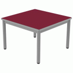 TABLE CARÉLIE 80X80 T2 - 4P STRAT POLYU. CERISE GRIS/9006 - MOBIDECOR