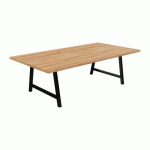 TABLE DE RÉUNION SYNERGY L 240 X P 120 X H 74 CM PIED MÉTAL NOIR PLATEAU CHÊNE NATUREL