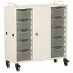 ARMOIRE BASSE SHIFT+ LANDSCAPE MÉLA. 9 CASES - 1 PORTE - BLANC GRIS - ROUGE SANG - MANUTAN COLLECTIVITÉS