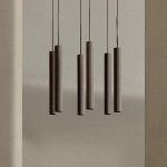 AUDO COPENHAGEN AUDO SUSPENSION TUBULAIRE, BRONZE, ALUMINIUM, 6 LAMPES, ANNEAU