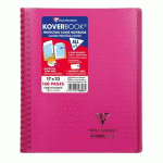 LOT DE 5 - CAHIER RELIURE INTÉGRALE ENVELOPPANTE KOVERBOOK 17X22CM 160 PAGES LIGNÉ + MARGE COUVERTURE POLYPROPYLÈNE TRANSPARENT - ROSE