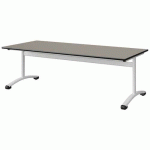 TABLE MALIBU 180X80 T3 DL STR ANTIB GRIS U727/NOIR BLC 9016