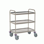 CHARIOT DE SERVICE - 3 PLATEAUX 80X50 CM - SANS GALERIE